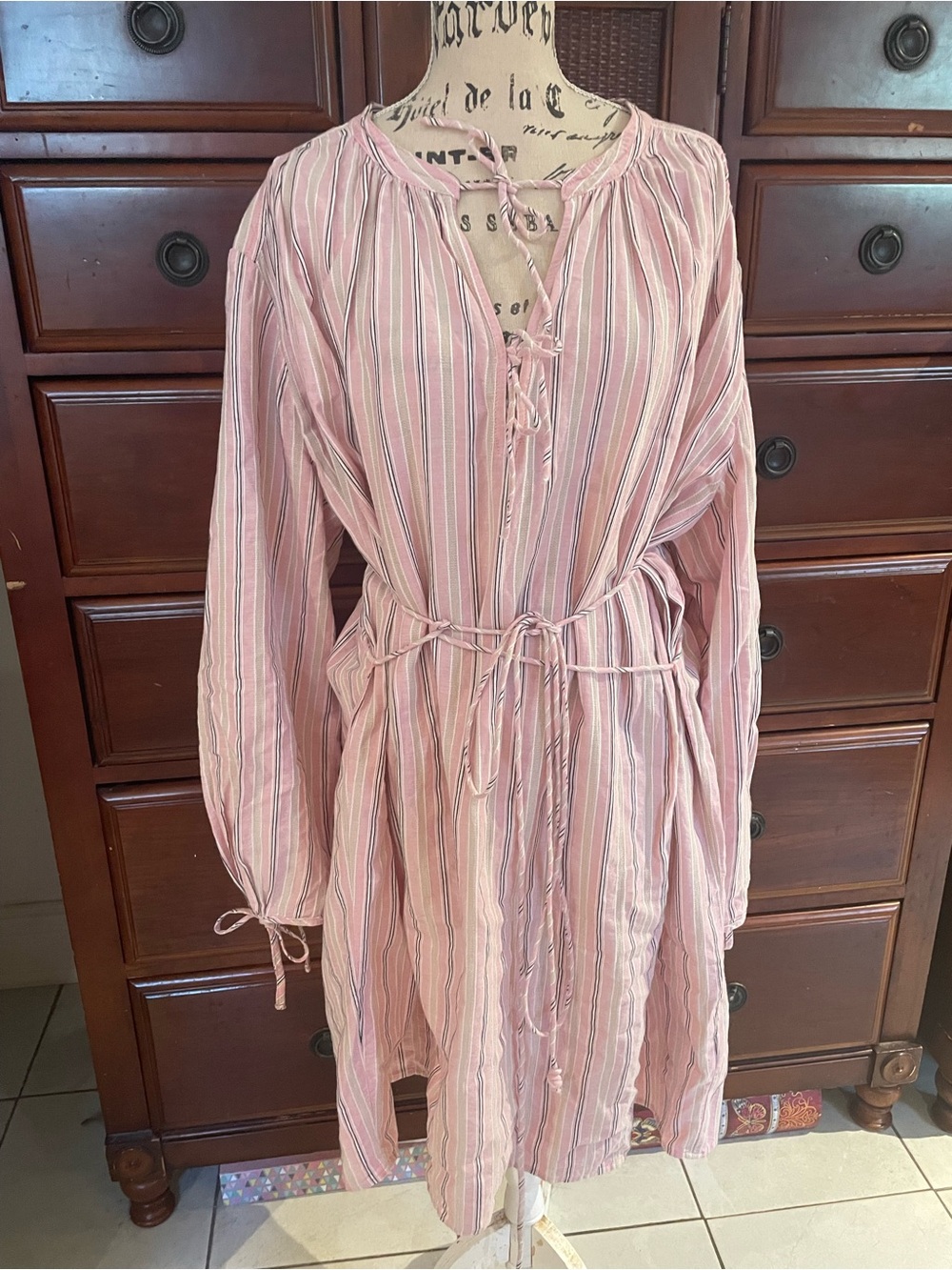 J. Crew Pink and White Striped Tie-Waist Dress 👗